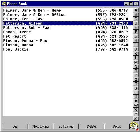 Phone Book Main Window